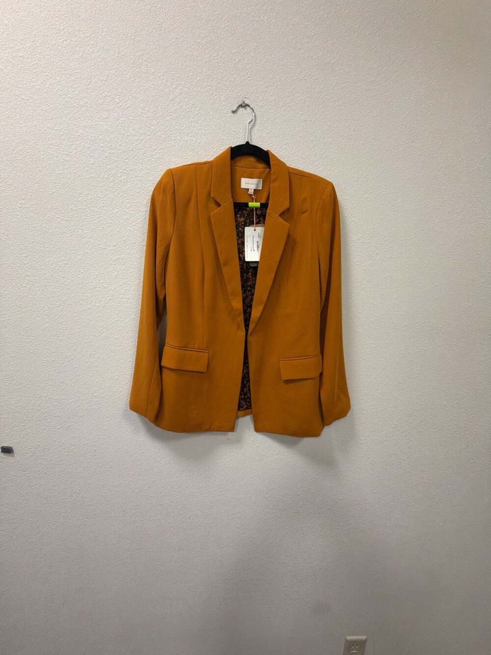 Skies Are Blue Everyday Structured Blazer Size XS Mustard Yellow Floral